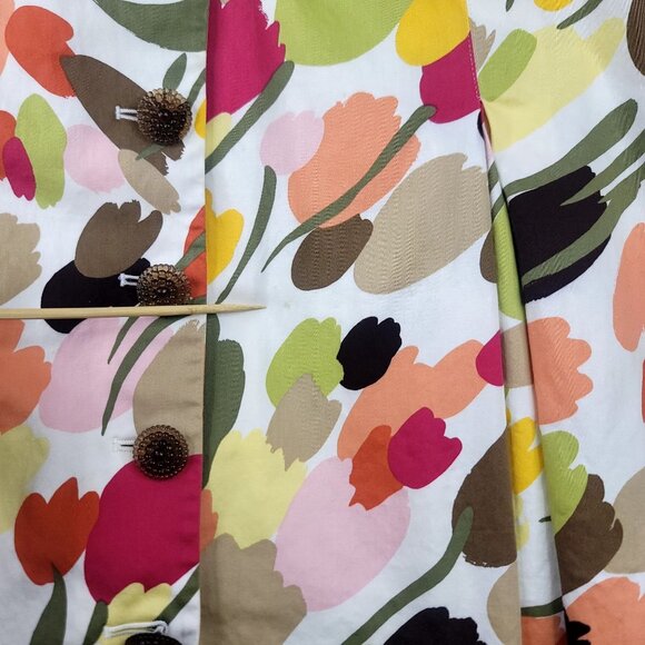 Talbots Womens Tulip Pleated A-Line Skirt Stretch 16 Knee Length Front Button - Picture 10 of 10